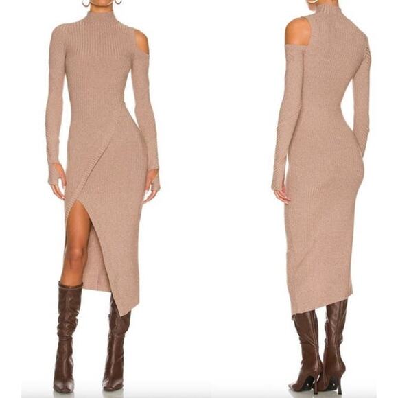 Alix NYC Harper cutout ribbed midi brown Small S - Picture 1 of 7